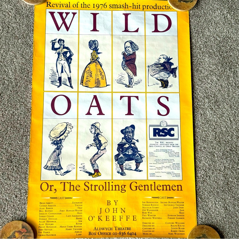 Vintage Print Wild Oats Theatre Poster Royal Shakespeare.
